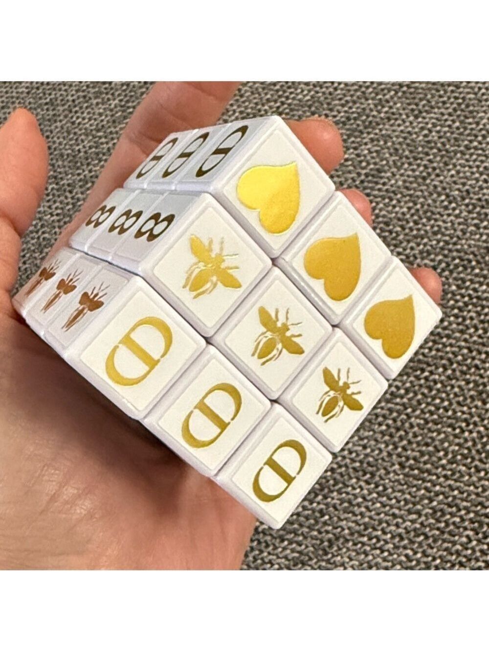 Dior White Rubik’s Cube Puzzle Plastic Gold Motifs New Authentic - Picture 9 of 17